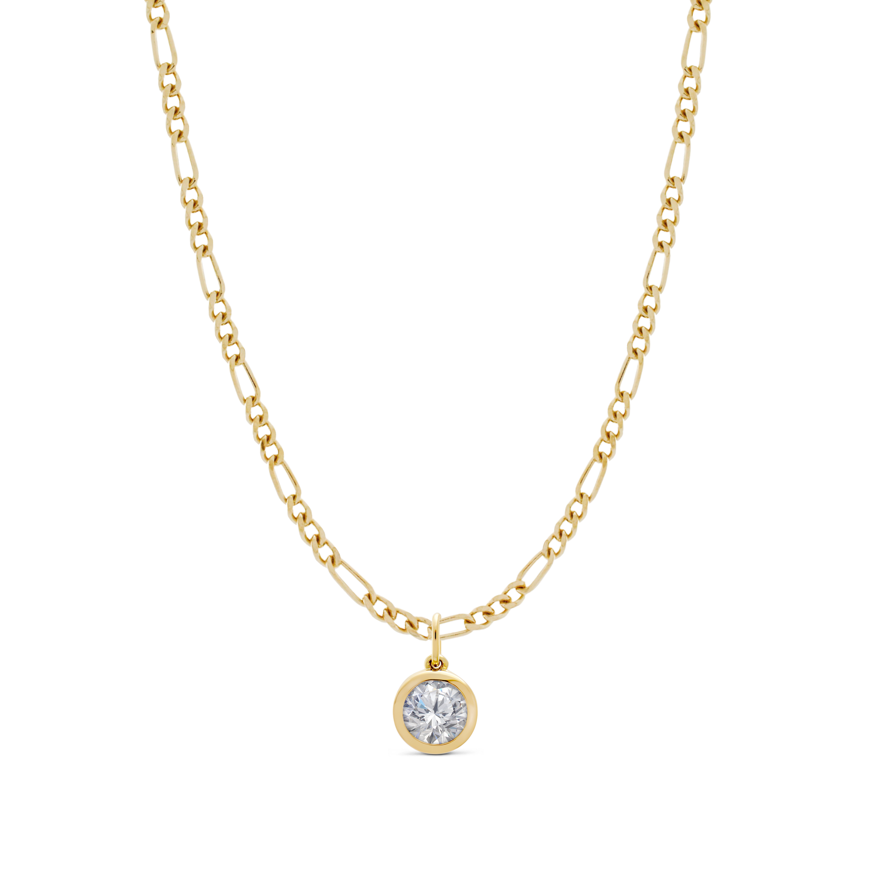 Strata Solitaire Necklace, Brilliant Cut Topaz. Gold Vermeil.