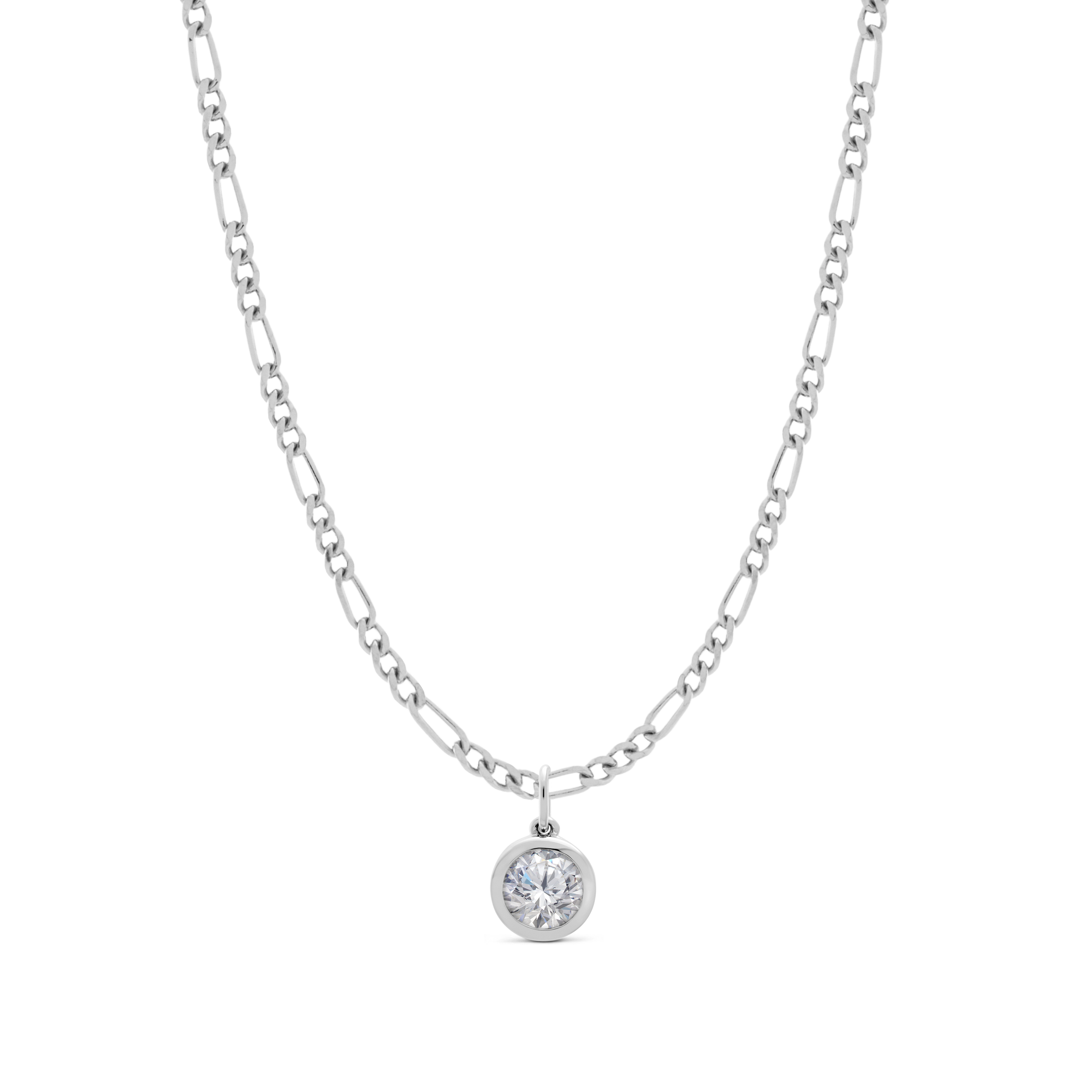 Strata Solitaire Necklace, Brilliant Cut Topaz. Silver