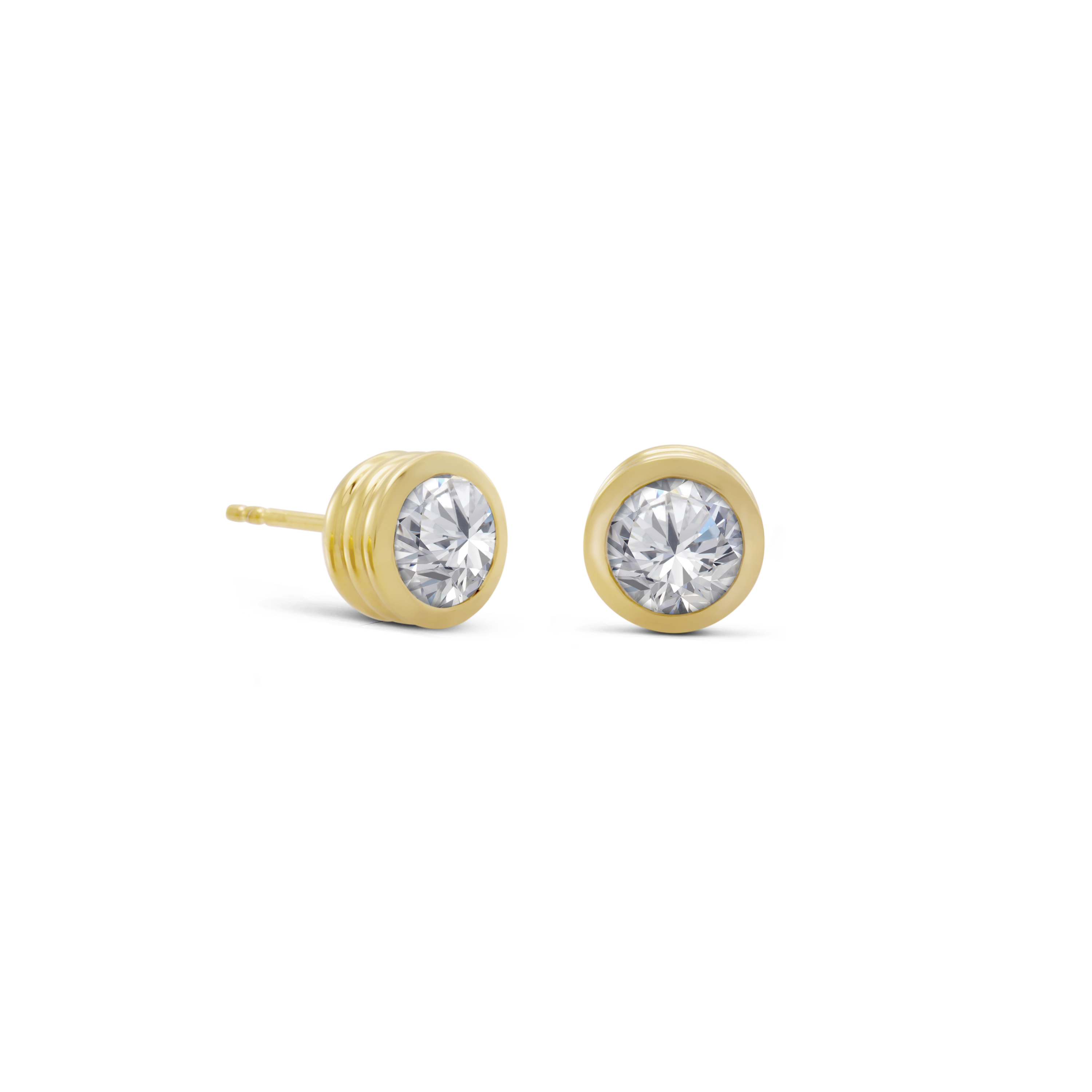 Strata Solitaire Stud Earring, Brilliant Cut Topaz. Gold Vermeil